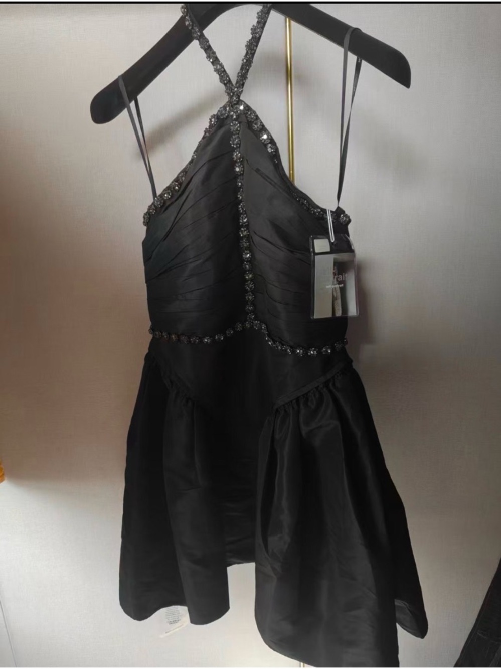 🚩steal Self-Portrait Black Satin Mini Dress